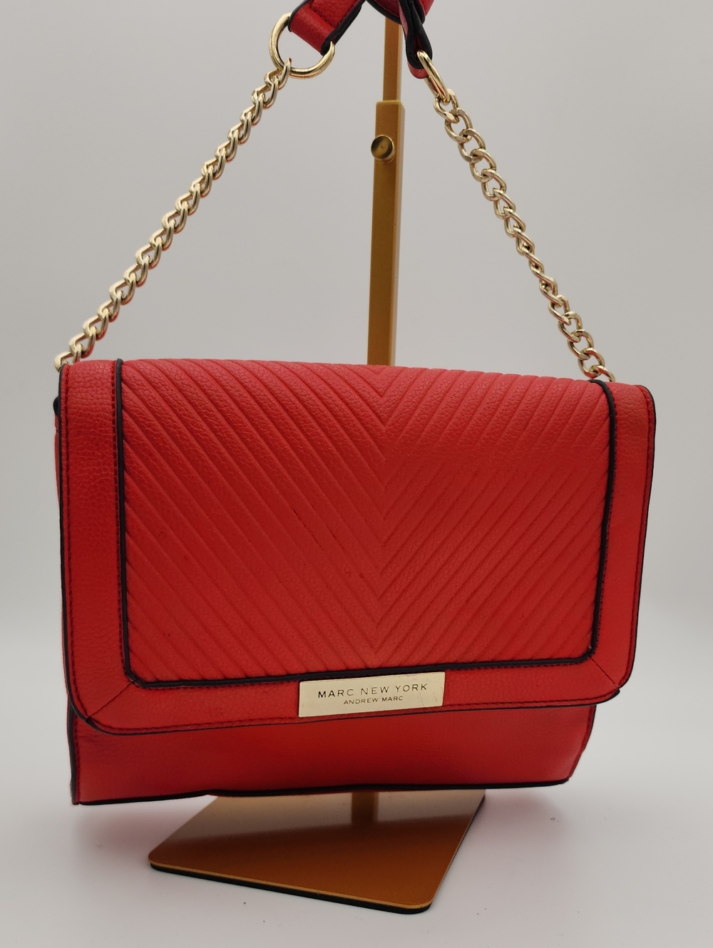 Marc New York Red Quilted Shoulder Bag with Gold Chain